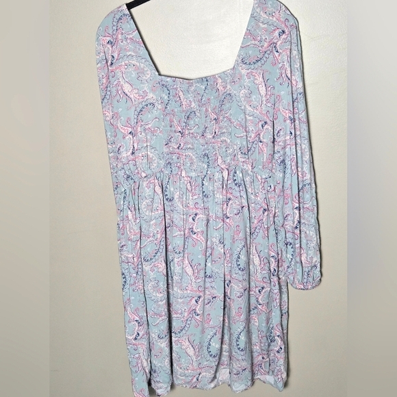 Mudd Boho Pastel Paisley Milkmaid Cottagecore Smocked Dress, Large - Picture 2 of 4